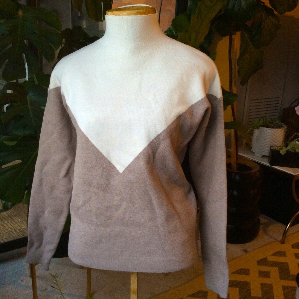Cynthia Rowley mod Color Block Mock Neck Sweater